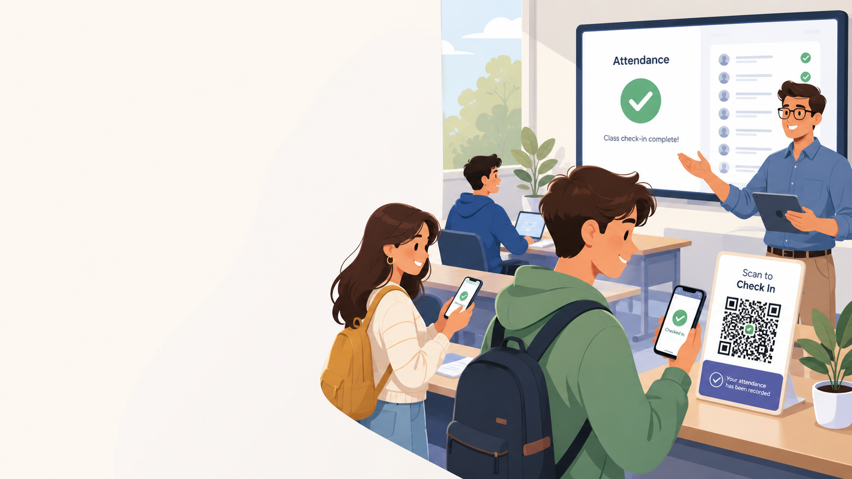 Students checking into class with RollPilot